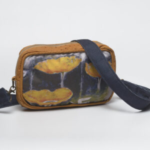 Compact Cross Body Sling Bag with Ostrich Leather Trim