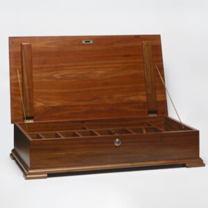 Cutlery Chest with Eleven Compartments with Lock - Black Wood